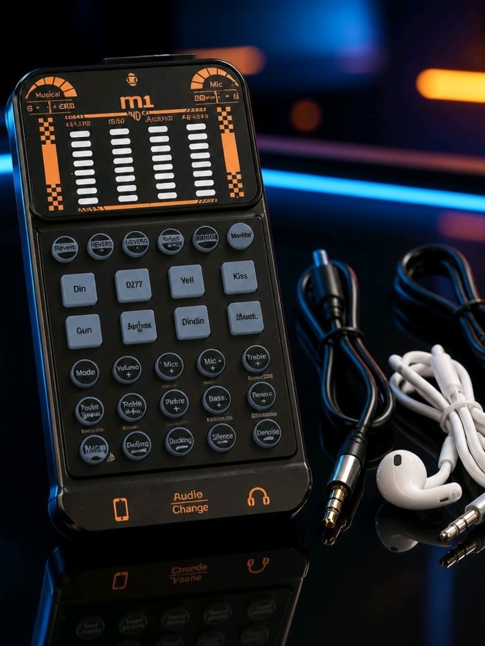 M1 Portable Audio Mixer – Black with Orange Accents
